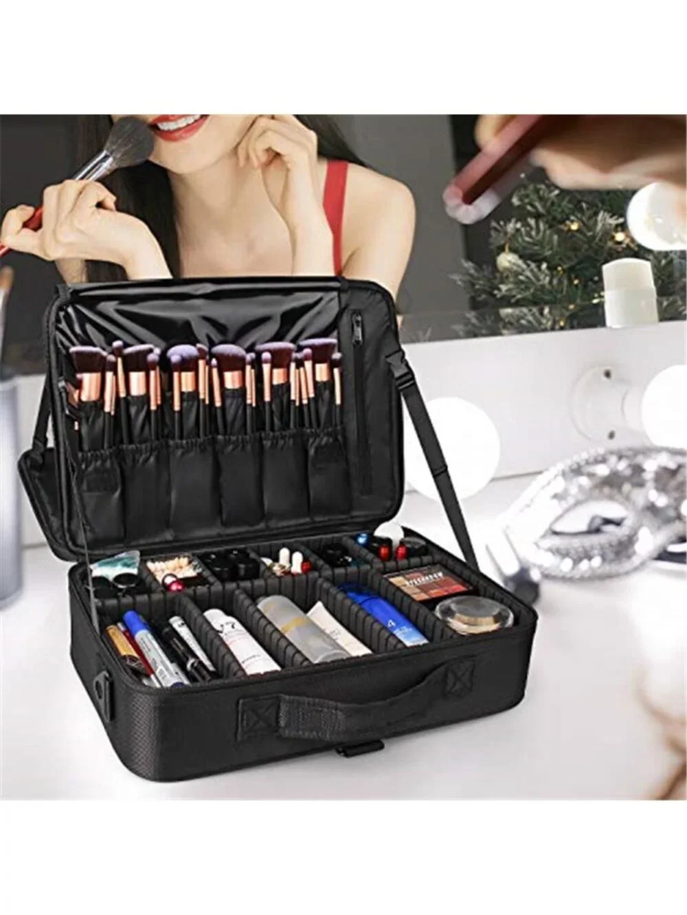 Large Travel Makeup Bag Cosmetic Organizer Case Makeup Artist Storage Waterproof